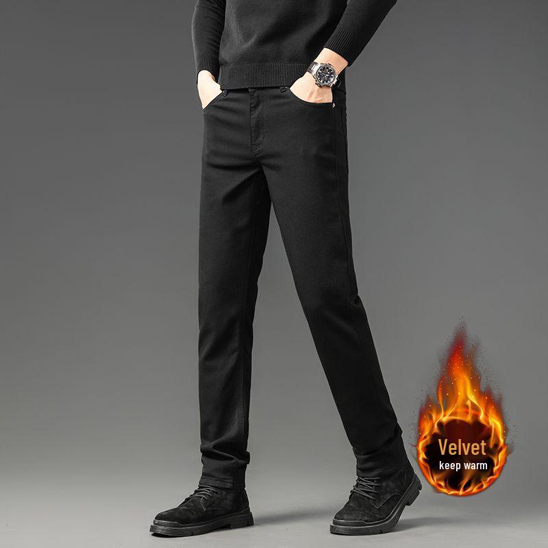 

Men s Autumn/Winter Slim Fit Stretch Black Lyocell Jeans 31