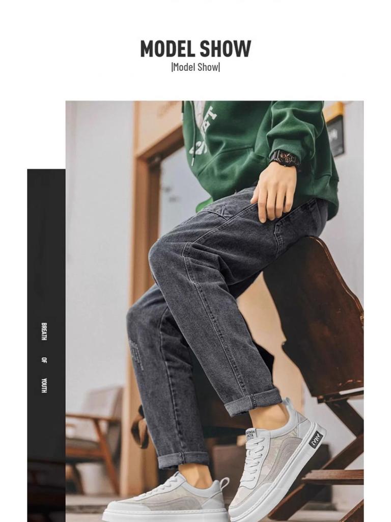 Men's Low-Top Canvas Shoes: Breathable, Anti-Odor, Non-Slip, Height-Increasing Casual Black Sneakers for Summer