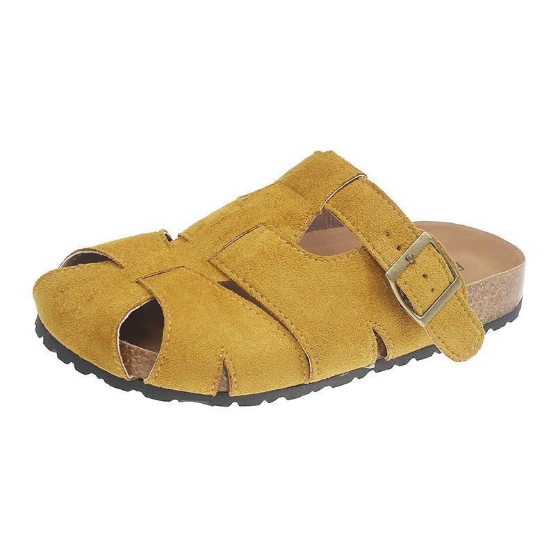 Thick-bottomed woven bag head half slippers women's summer wear new with skirt beach retro cool slippers