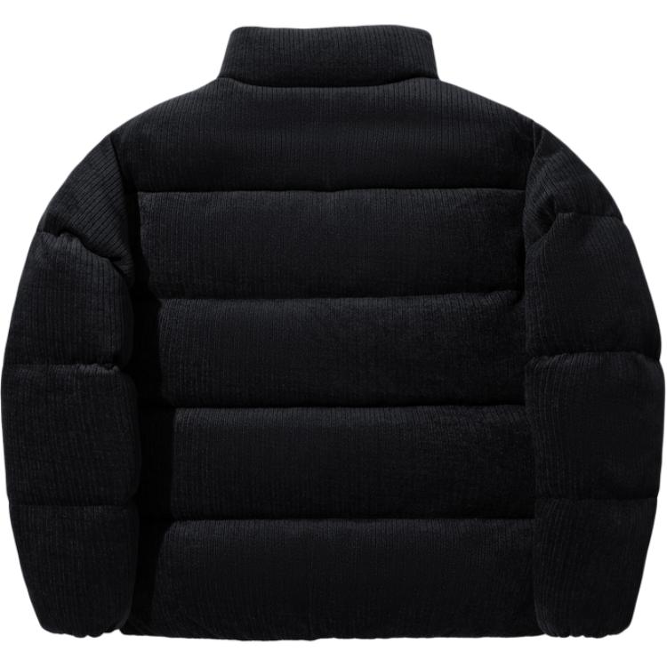 Li Ning Einfarbige Reißverschluss Stehkragen Lockere Dicke Warme Daunenjacke Unisex Oberbekleidung Schwarz AYMU695-1