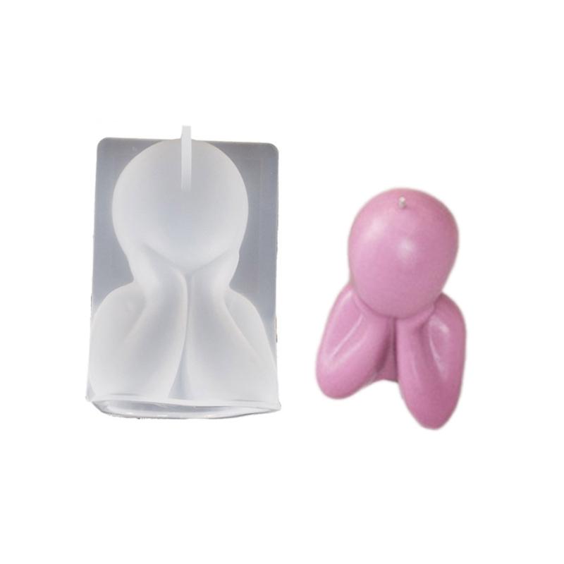 Candle Moulds Figurine Crafts Moulds Hand-making Tools Support Cheek Human Shaped Non-stick Silicone Material for DIY