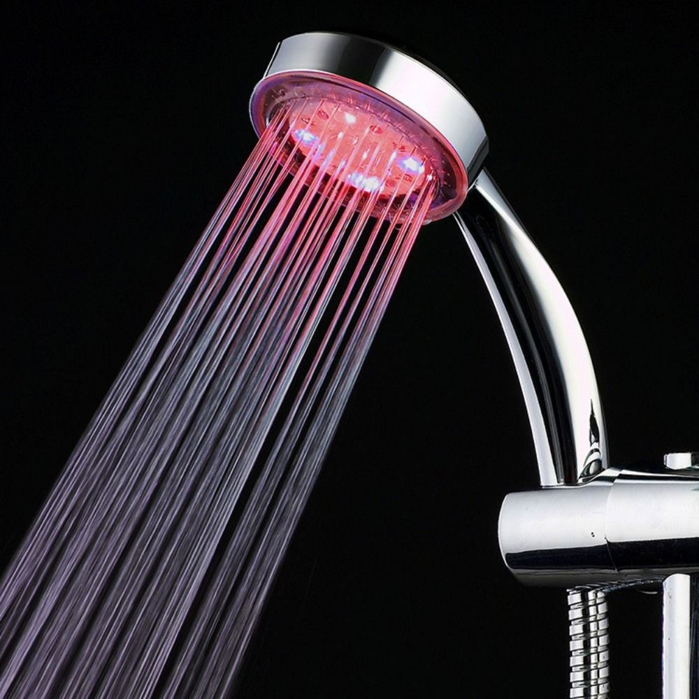 Ultra-Quiet Gradual Changing Shower Nozzle Round Head LED Rainfall Shower Sprayer  Household