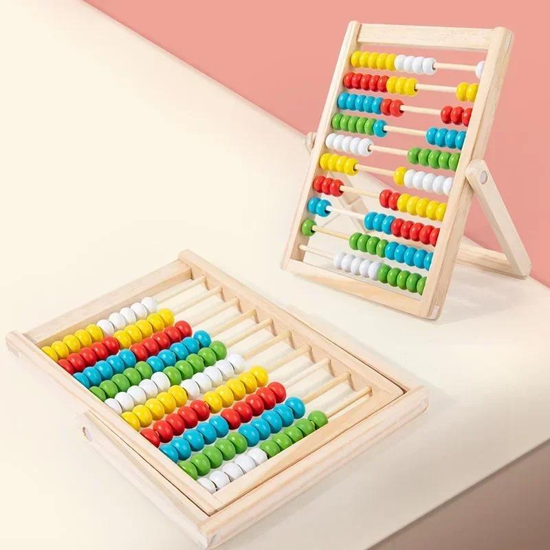 Non-Toxic Classic Wooden Educational Counting Toy 100 Beads Preschool Math Learning Toys Montessori Number Arithmetic Abacus Toddler Gift
