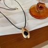 New Personalized Design Metal Water Drop Long Leather Rope Pendant Necklace for Women Charm Trendy Party Collar Jewelry Gift
