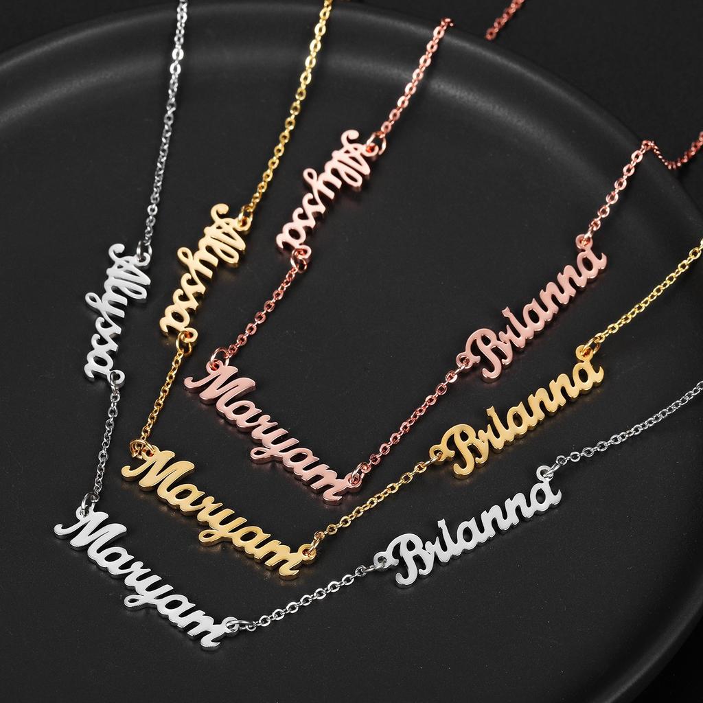 Custom Letter Name Necklace Stainless Steel Minimalist Pendant Personalized Gift