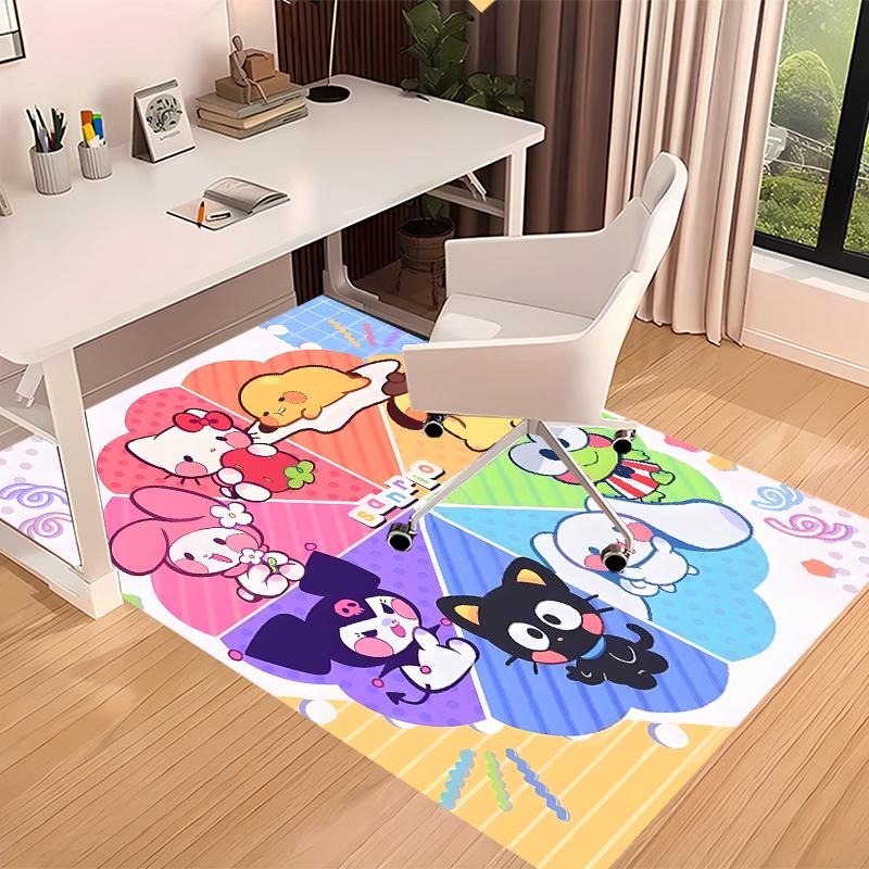 1pc Sanrio4 Print Area Rug - Soft, Washable Non-Slip Indoor Mat for Office Chairs, Living Room, Home Office Decorative Rug
