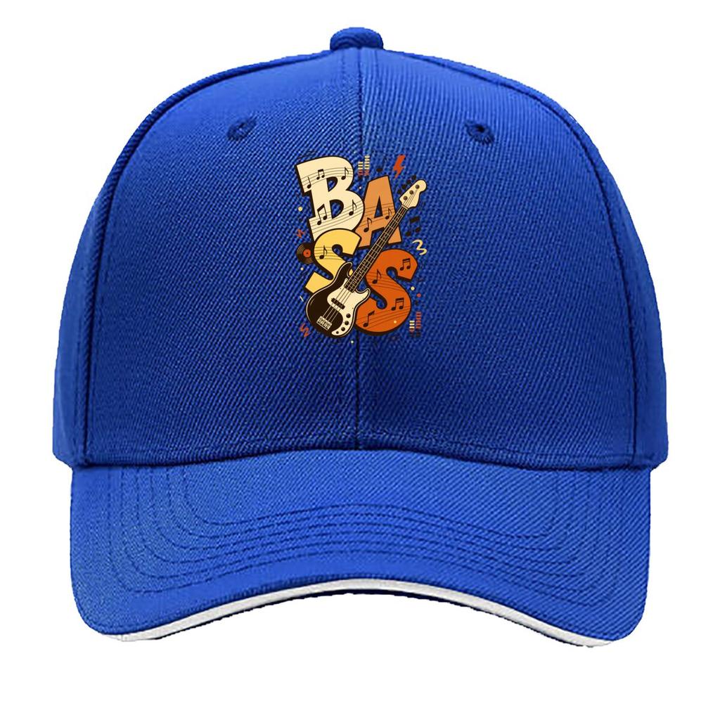 Vintage Bass Notes Typography Emblem Sandwich Baseball Cap Sun Cap Outdoor Workouts Hat