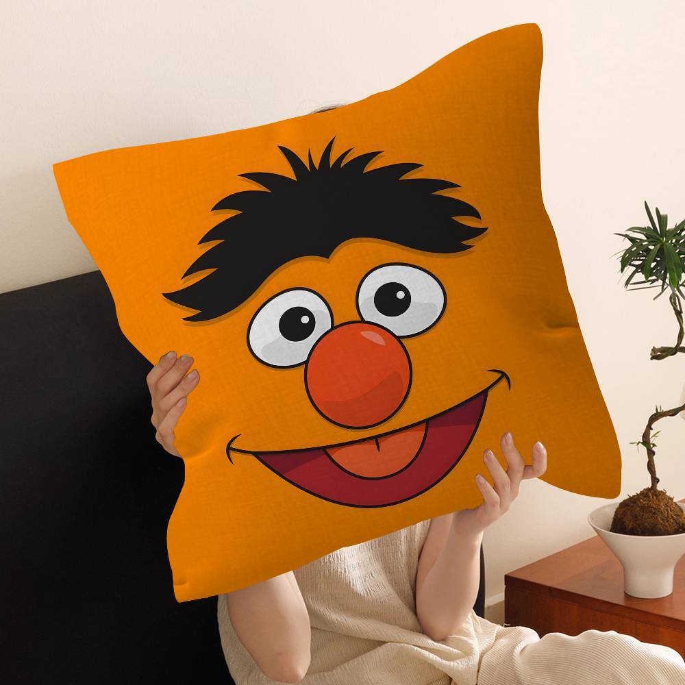 S-Sesame S-Street Cartoon Cushion Cover Car Throw Pillow Case For Sofa Car Christmas Gift 40x40cm 45x45cm