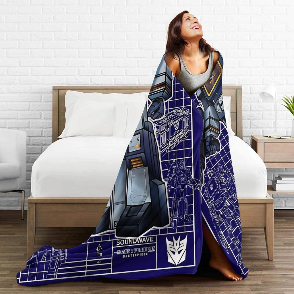 T-Transformers G1 Soundwave Warm Blanket  Kids Plush Bedding Throws Fashion Living Room Flannel Bedspread Sofa Bed Cover