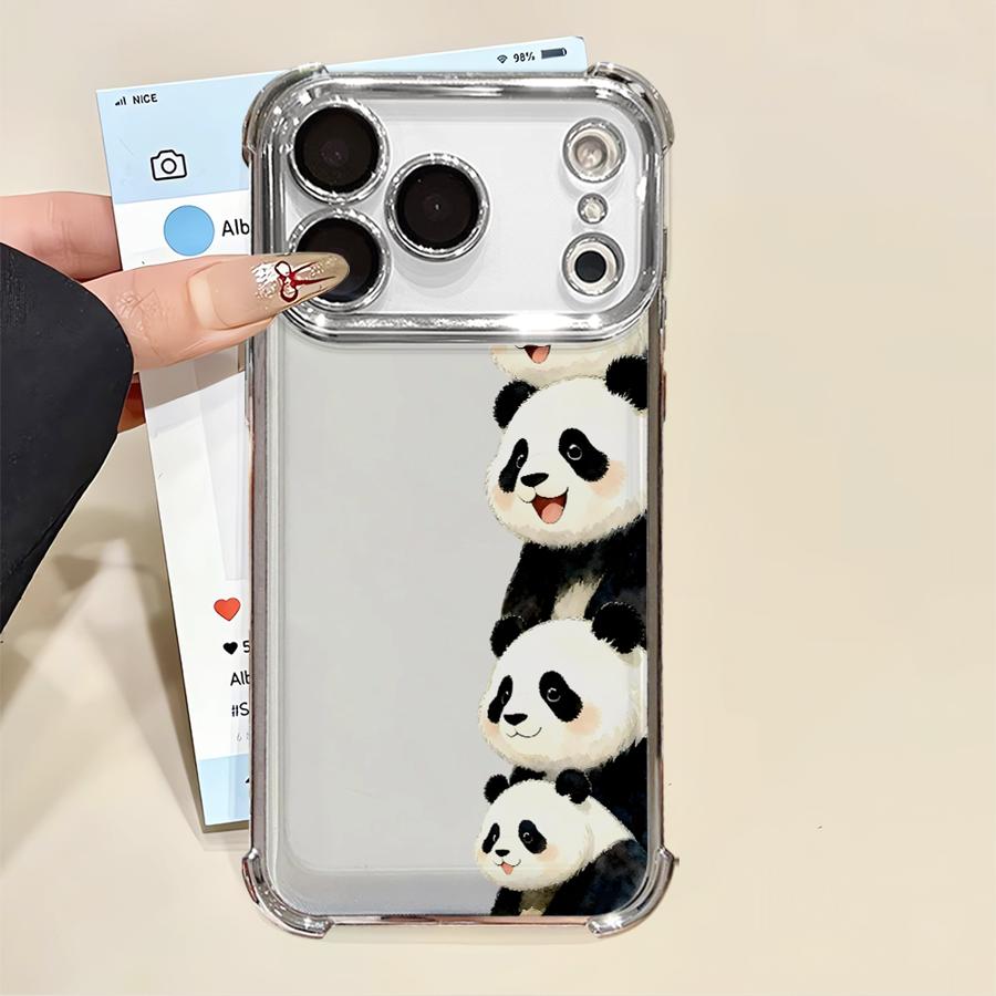 Phone Case for iPhone 13 12 11 Pro Max 17 Air 16e 16 15 14 Plus Clear Cover Panda Owl