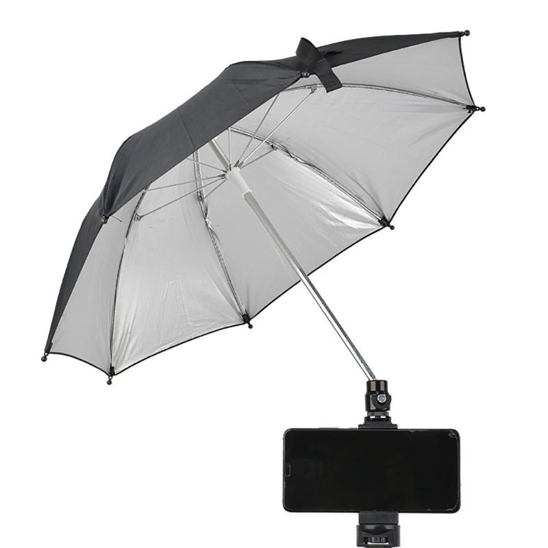 Ombrello per Fotocamera DSLR con Testa Sferica Regolabile Multi-angolo Parasole Protezione Pioggia Supporto Ombrello per Live Streaming