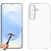 S25 For Galaxy Clear Back Case Cover And Tempered Glass Protector Screen