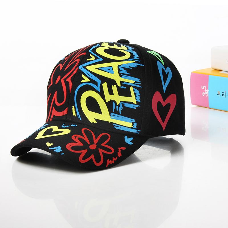 Fashion cotton Graffiti boy girl Baseball caps Children Printed snapback hat Kids Popular hip hop hat Cap hot sell