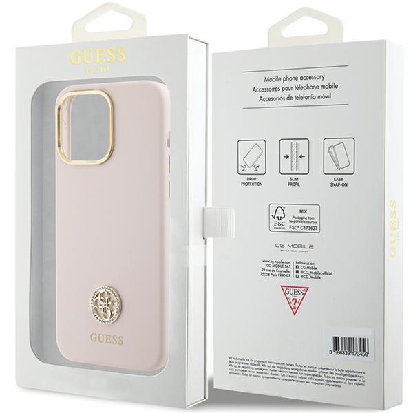 Guess Guhcp15Xm4Dgpp Iphone 15 Pro Max 6.7 Jasnoróżowy/Pink Hardcase Silicone Logo Strass 4G