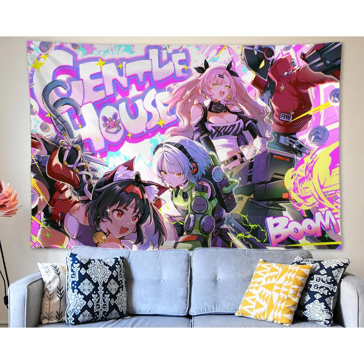 

Anime Tapestry Wall Hanging Zenless Zone Zero Anby Billy Nekomiya Nicole ZZZ Tapestry Wall Art Decorations Living Room Decor 40X60CM