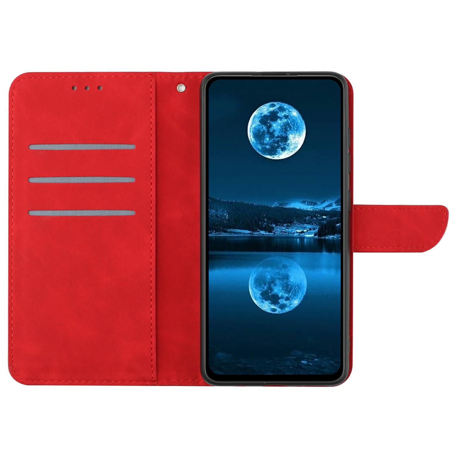 

For Realme C75 Case Skin Touch Lines PU Leather Flip Phone Cover Black
