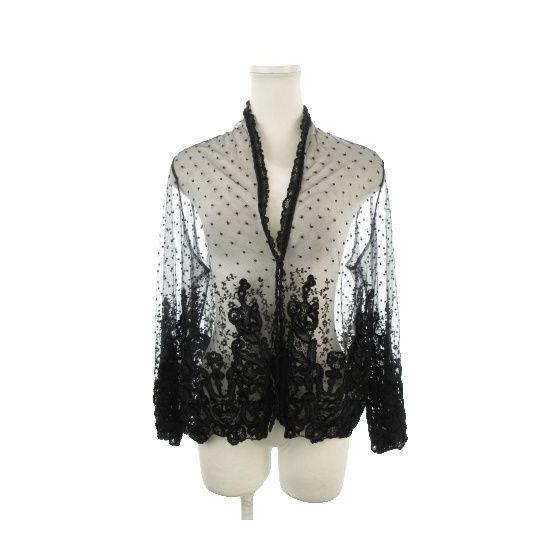 alba cardigan tulle 44 black long sleeve stand collar dot pattern lace embroidery /MN16 ECB002