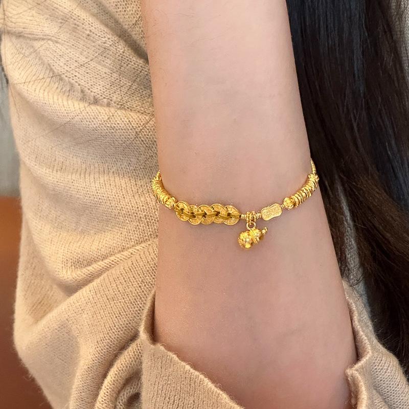 Yuanbao Copper Coin Lucky Nafu Gourd Bracelet New Chinese Retro Guochao Bracelet Fashion Style Temperament Jewelry