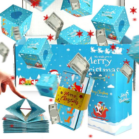 Eksplosjon Julegaveeske for Penger God Jul Brettbar Sprettende Gaveeske Pop-up Pengeboks for Festartikler