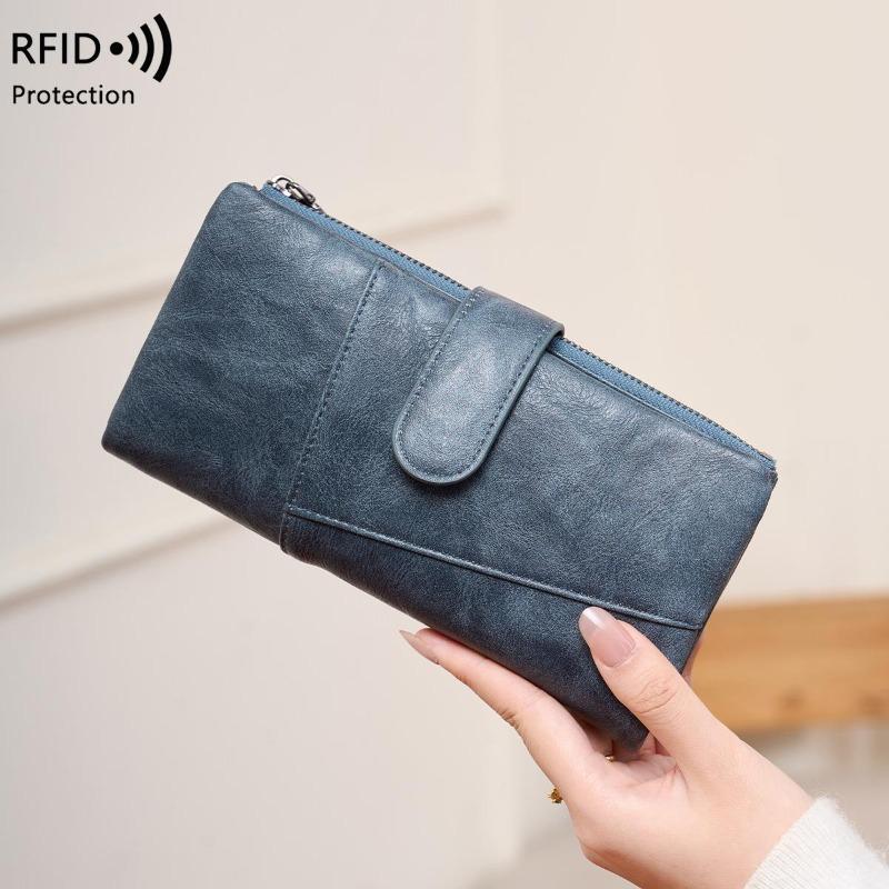 Damen Langbörse Anti-Diebstahl Blinkend RFID-Kartenetui PU-Leder Münzbörse Clutch Tasche Kartenhalter Geldklammer Multifunktionale Herrenbörse
