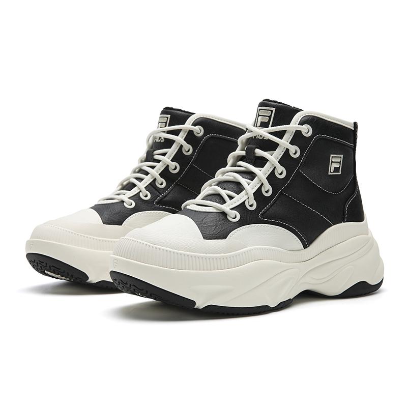 FILA BREAD Height Increasing Thermal Mid top Casual Shoes Women's Black White F12W541120FBG