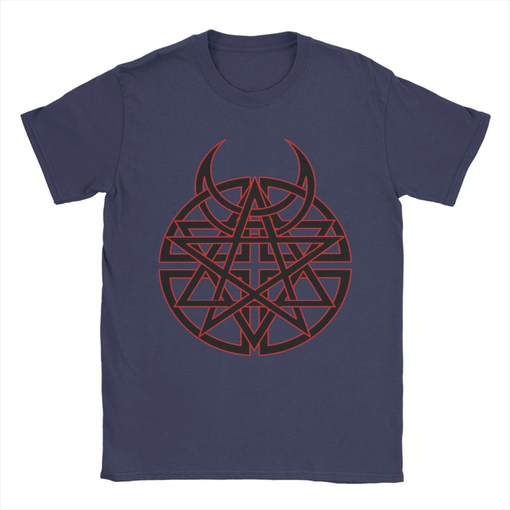 Red horns hexagram Disturbed Music Men T Shirts  Leisure Tees Short Sleeve O Neck T-Shirts 100% Cotton Gift Clothing