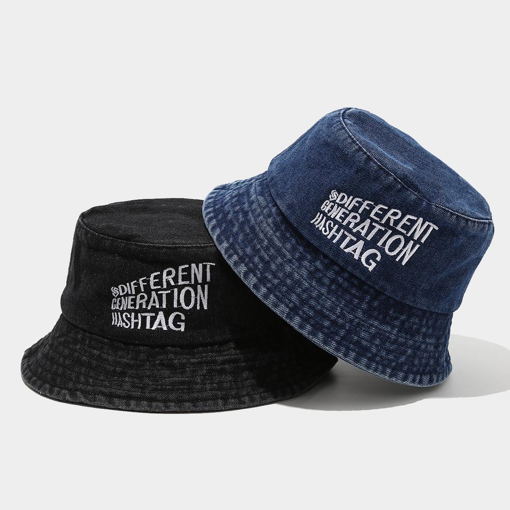 Fashion Summer Demin Cotton Bucket Hat Woman Man Trendy Sun Fisherman Cap Unisex Adult Beach Letter Panama Hats