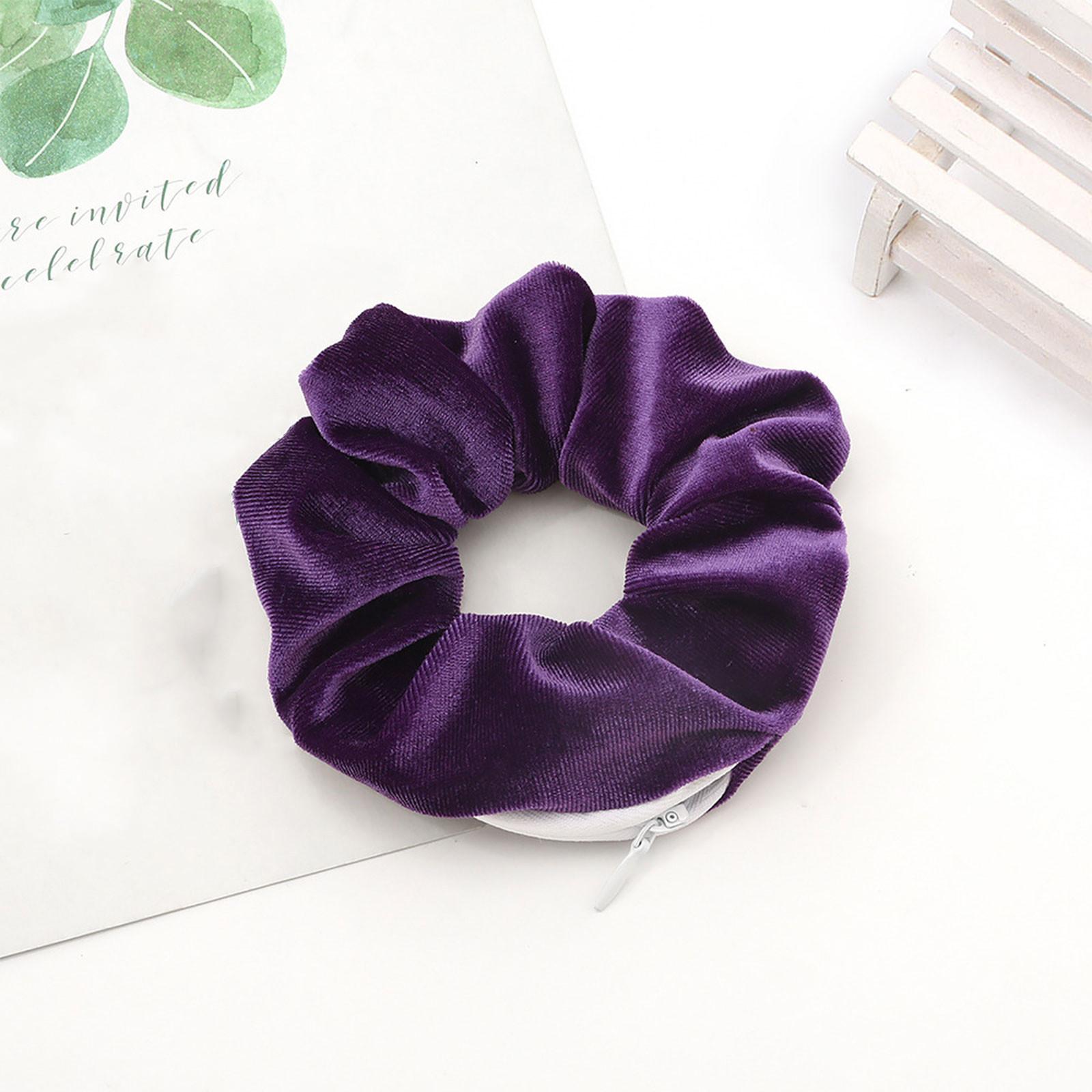 

Резинки для волос на молнии, карманные резинки для волос, бархатный браслет для волос со потайной молнией, сумка для хранения помады для ключей, эластичная лента для волос One Size