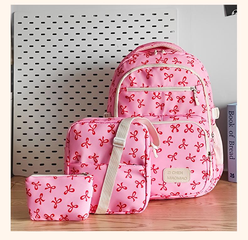 Модный набор рюкзаков из трех частей: Универсальный школьный рюкзак большой вместимости для колледжа и путешествий розовый