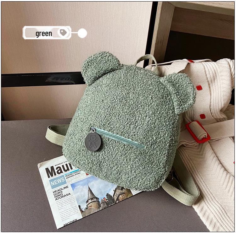 Winter Jacquard Lambswool Mini Backpack - Double Shoulder Bag, Cute Velvet Style, Small School Bag