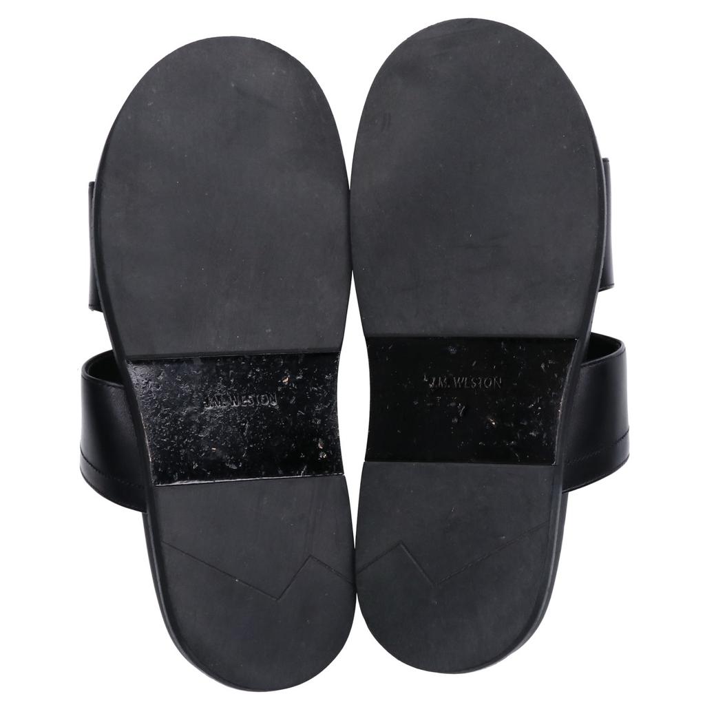 J.M. WESTON Excellent Condition 956 Leather Double V Anatomical Mules In Black Soft Calfskin Shoes 7 blackUsed