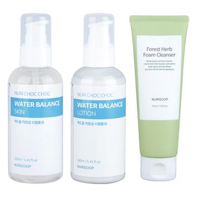 Nuri Piel Húmeda 160ml + Loción 160ml + Limpiador Facial Espumoso de Ginseng Verde 120ml, 1 juego