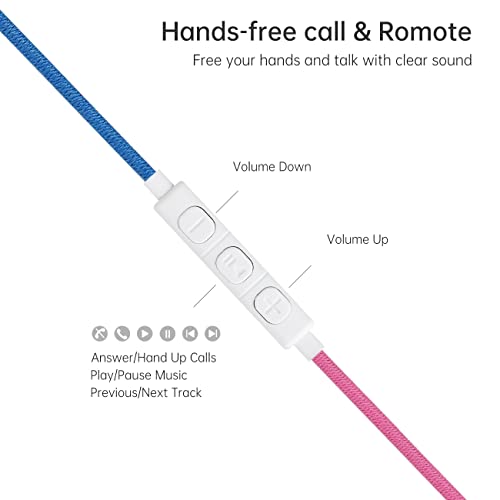 URIZONS Nylon Braided Wired Earphones, Tangle-Free, Lighting Earbuds with Microphone Controller, Noise Blocking, Compatible with iPhone 12/mini/Pro/Pr