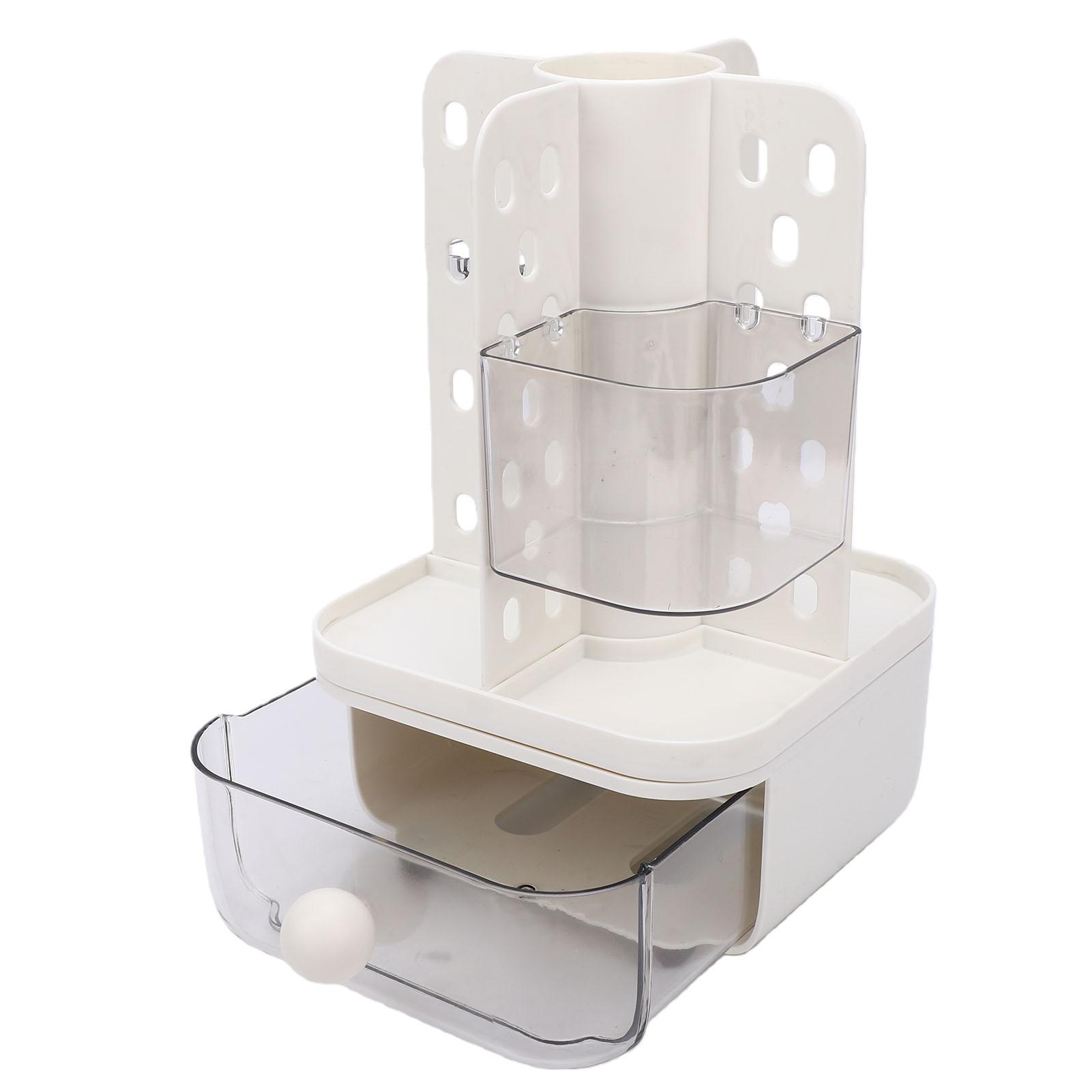 Desk Multi Functional Rotating Pegboard Stationery Makeup with Drawer for