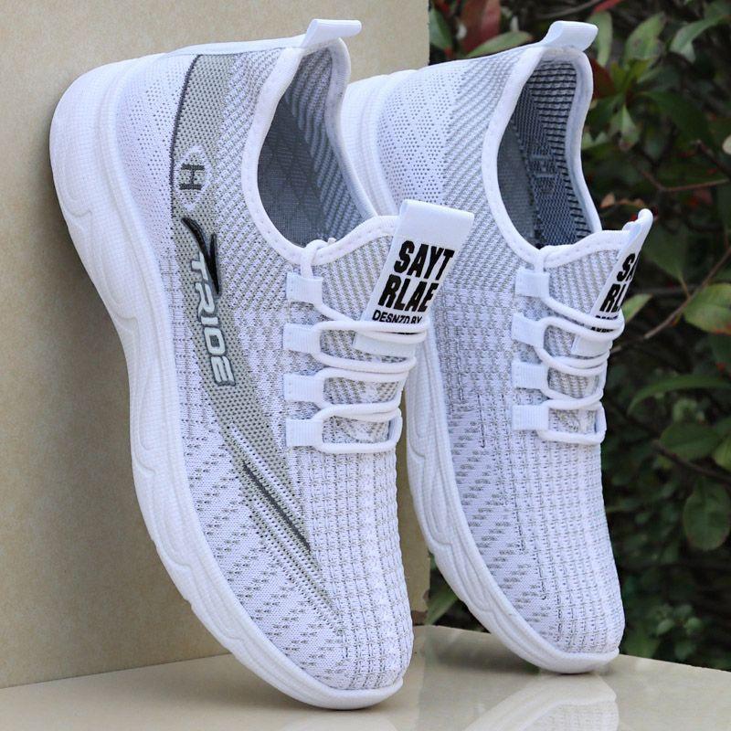 Nouvelles chaussures de sport décontractées respirantes à semelle souple, en maille, de hauteur moyenne, antidérapantes, chaussures de course ultra-légères