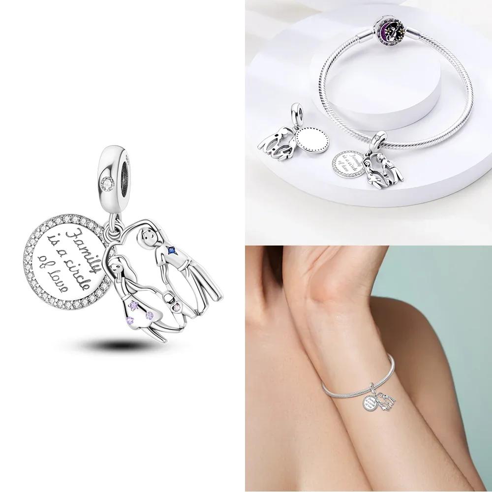 Love Mother Family Sister Heart Original Copper Charms Beads Fit Bracelet Diy Woman Jewelry Finegift For Friend