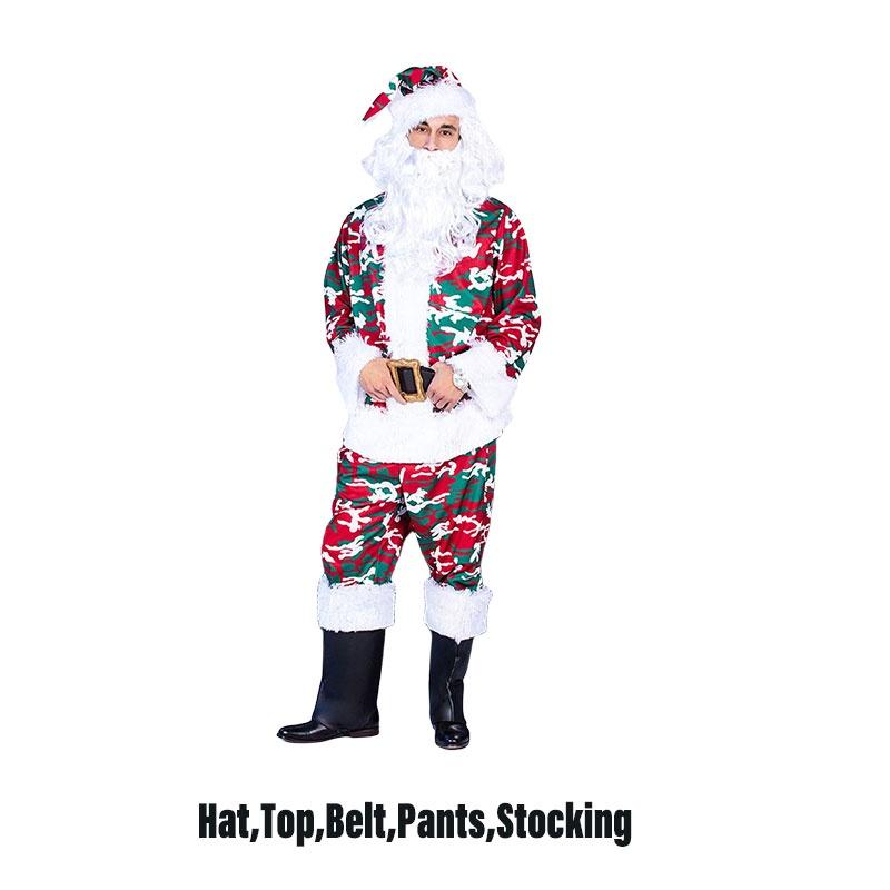 

Adult Cosplay Christmas Santa Claus White Bearded Costume Party Adult Clothing L червоний