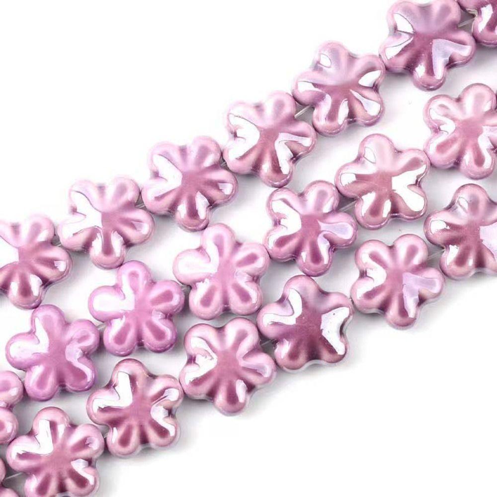 10pcs Ceramic Five-petaled Flower Bead Handmade Craft Jewelry Making Material Gift