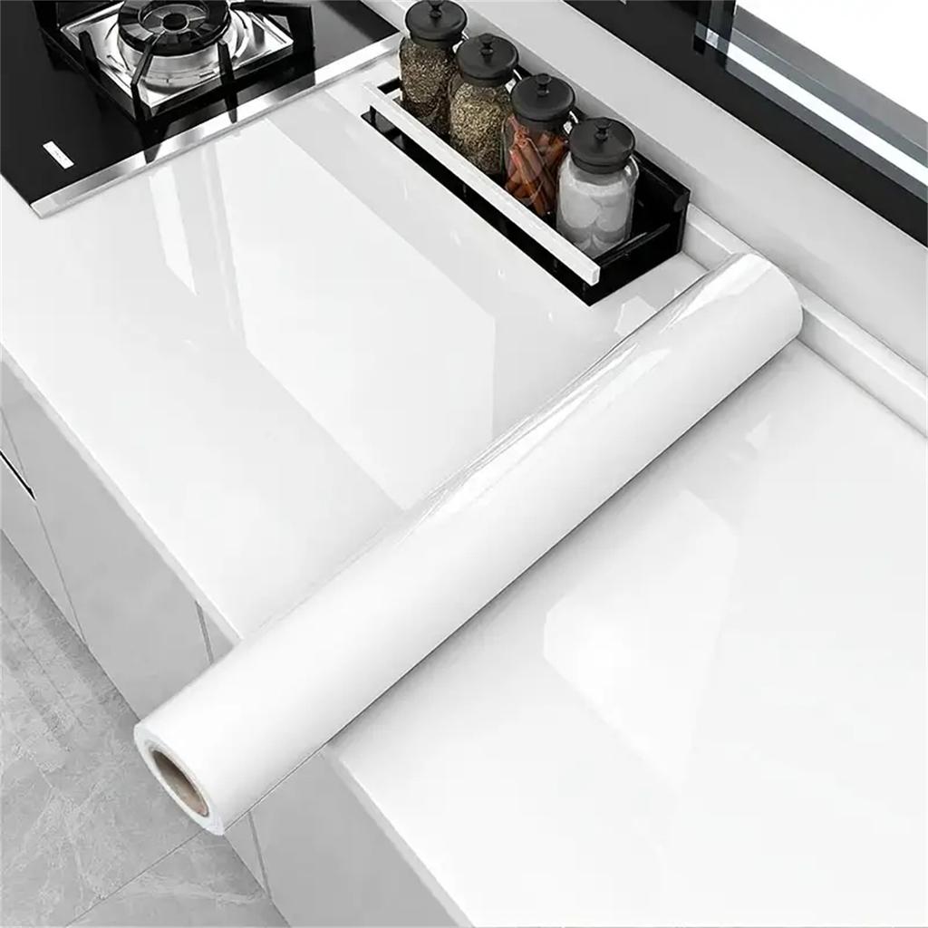 PVC DIY Pearl Film Waterproof Wallpaper Room Self-adhesive Black White Wardrobe Kitchen High Gloss Paste Furniture Wall Stickers