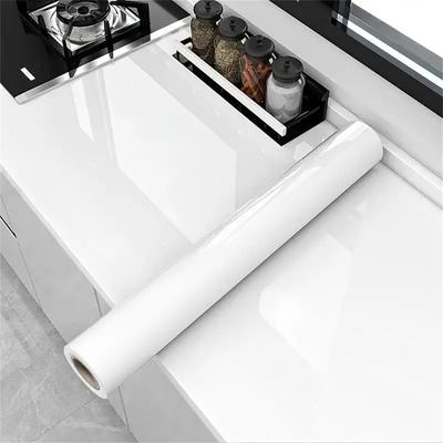 PVC DIY Perlfolie Wasserdichte Tapete Zimmer Selbstklebend Schwarz Weiß Klebefolie Schrank Küche Hochglanz Kleben Möbel Wandaufkleber