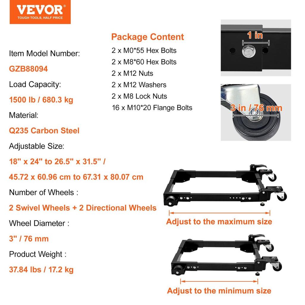 Mobile Base Heavy Duty Universal Stand 1500 Lb Capacity For Tools Machines