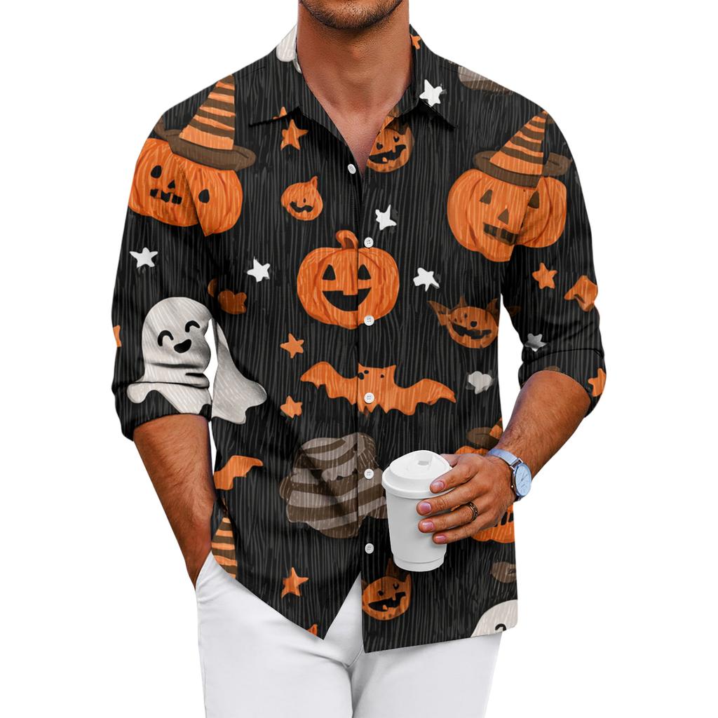 Men's Loose-fitting Casual Button-down Long-sleeved Shirt