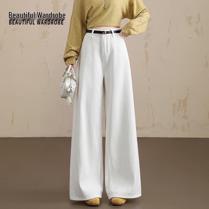 

КРАСИВЫЙ ГАРДЕРОБ Женские свободные белые джинсы широкого кроя L