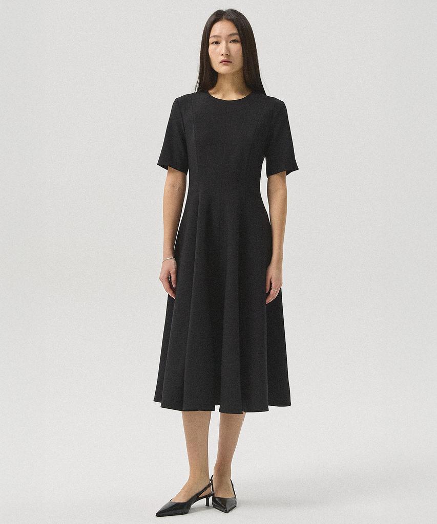 Aheule Lino Flare Tension One-Piece Dress_Black
