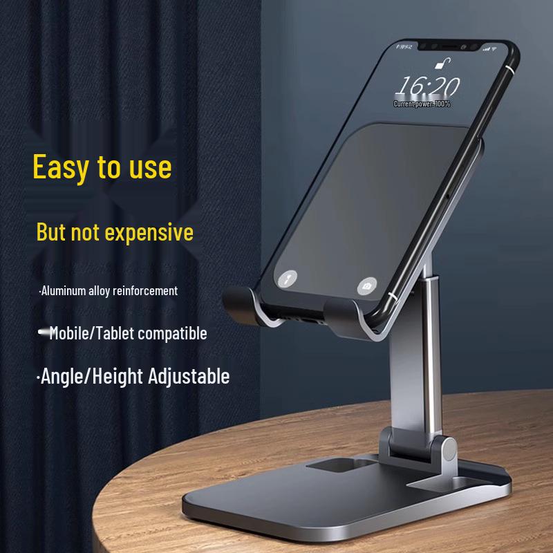 Adjustable Aluminum Phone & Tablet Stand: Foldable, Weighted Base