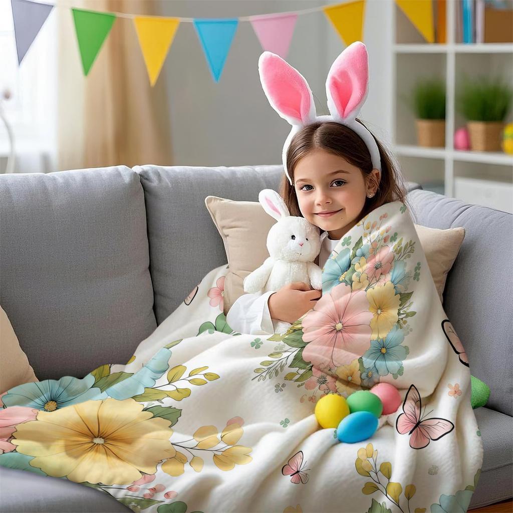 Sweetheart Floral Series Print Fleece Throw Blanket for Adult Quality Super Soft Warm Universal Blanket for Travel Office Home