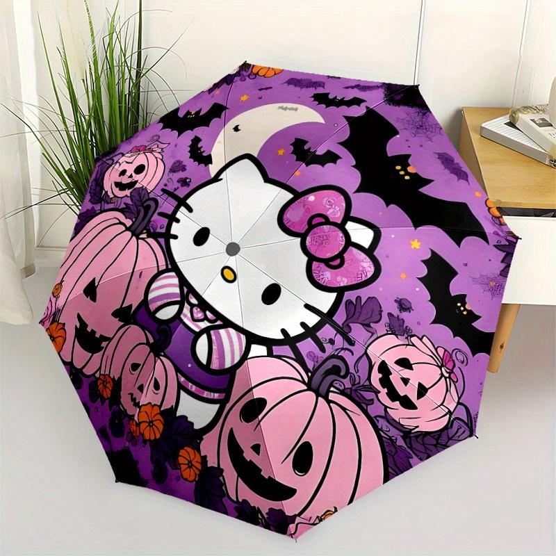 1pc Halloween Hello Kitty Automatic Opening/closing Umbrella, Compact Travel Umbrella - - Festive Accessory, Sturdy Ribs Yy250807089