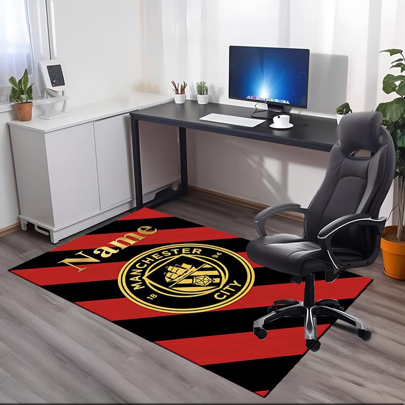 Custom Name Manchester City Printed Carpet Rug For Office Chair Living Room Bedroom Kitchen Room Decor Gifts