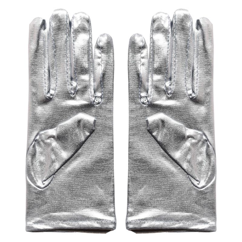 

Харадзюку Лолита Лолита Киберпанк Будущее Пустошь Почва Патентная Кожа Перчатки Короткие Нарукавники Кос Аксессуары Круто Silver