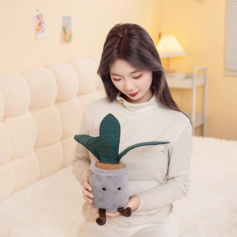 Style Tulip Tiger Peel Lan Colorful Leaf Taro Monster Back Bamboo Potted Plush Toy Doll Indoor Ornament Decoration